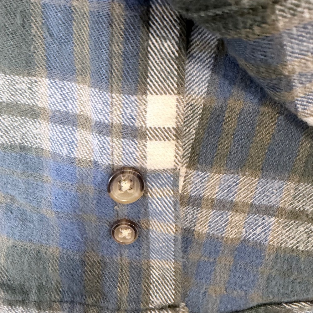 Cambridge Classics Mens Small Blue Green Plaid Flannel Button Down Shirt Cotton - Picture 6 of 11